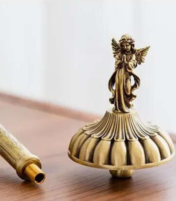 Solid Brass Angel Paper Towel Holder – Golden Bird Finial, Luxury Bathroom & Kitchen Accent, 36.5 cm