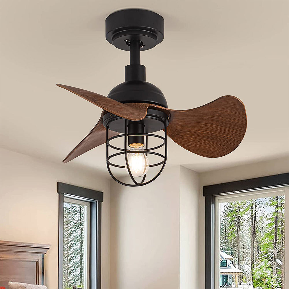 Cute Contemporary Dark Walnut Ceiling Fans With Lamp