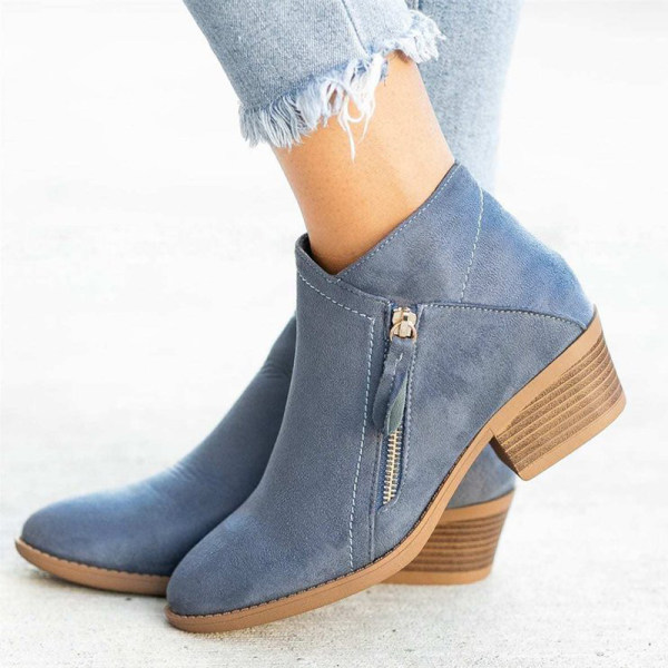 Celeste Mid-High Suede Boots with Zipper - Trendy Vegan Suede Footwear for Stylish Comfort