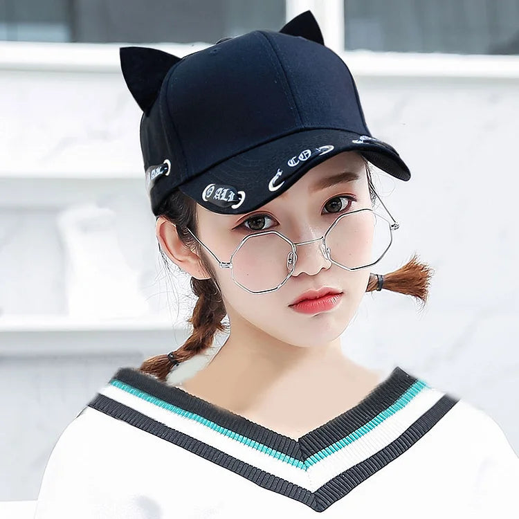 Cute Cat Ears Ribbon Baseball Cap