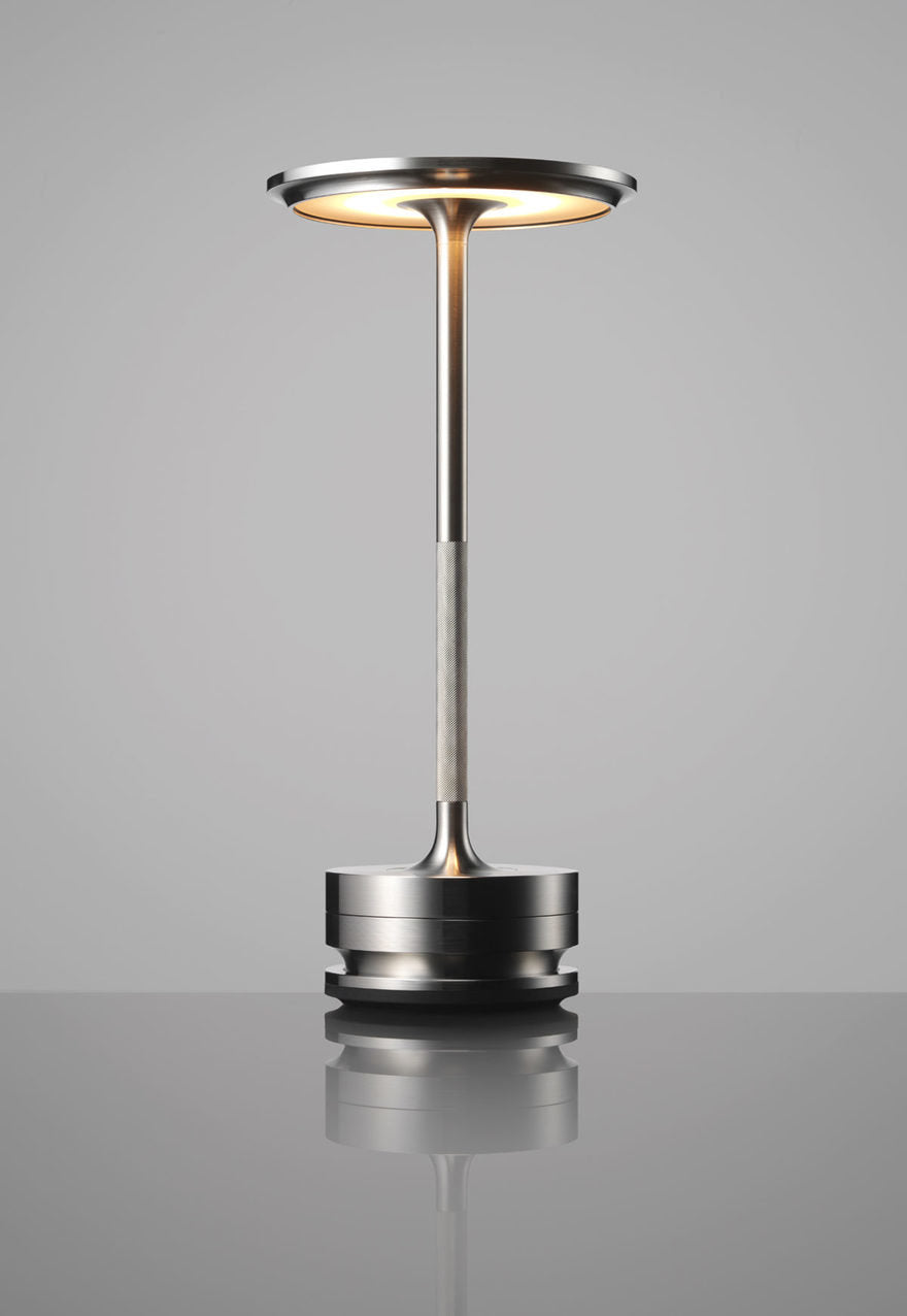 The "Disc" Rechargeable and Dimmable Aluminium Lamp