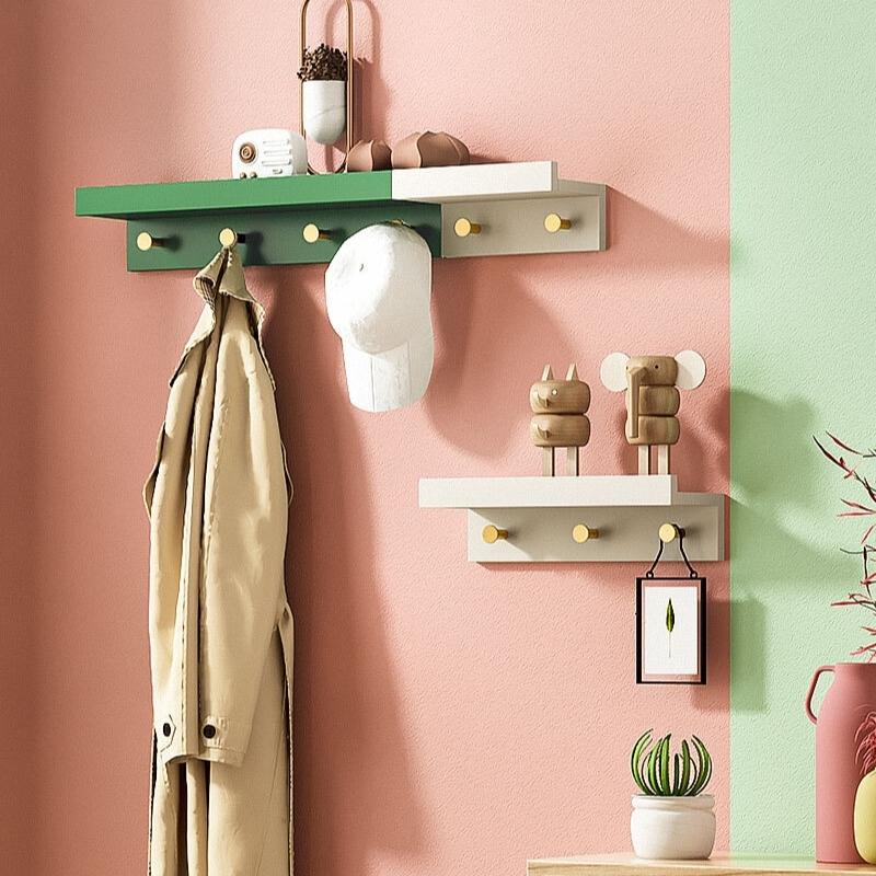 Huxley Wall Storage Shelf with Gold Hooks