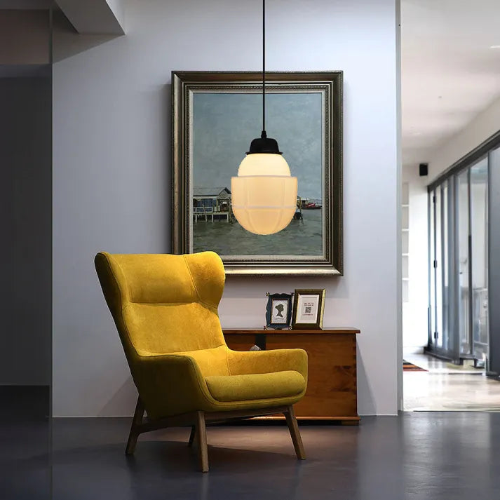 VintageGlow – Geometric Pendant Lamp in Matte Glass