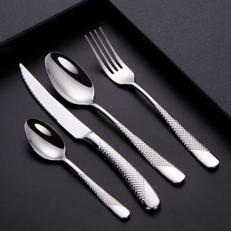 Diagonal Textured Stainless Steel Cutlery Set