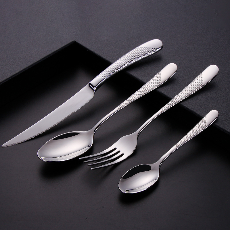 Diagonal Textured Stainless Steel Cutlery Set