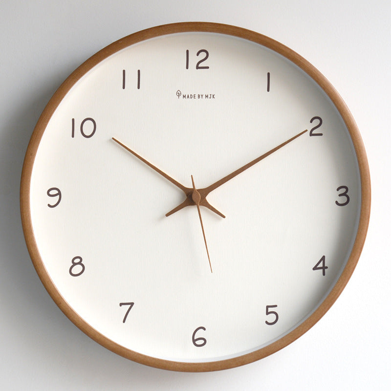 Simple Solid Wood Analogue Wall Clock for Home