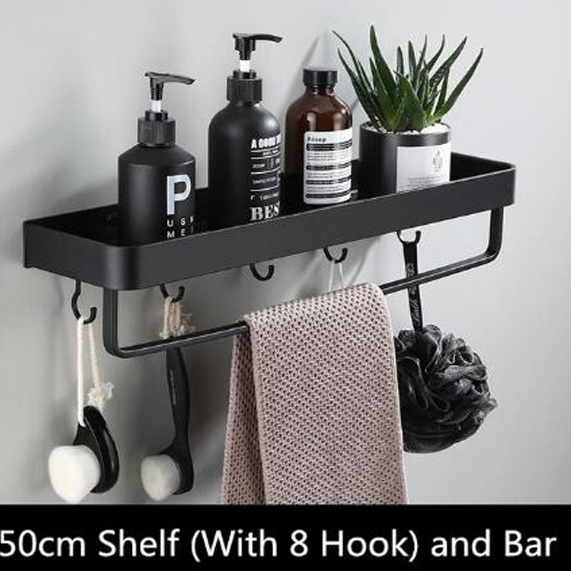 Black Bathroom Rack from Space Aluminum for Wall Mounting