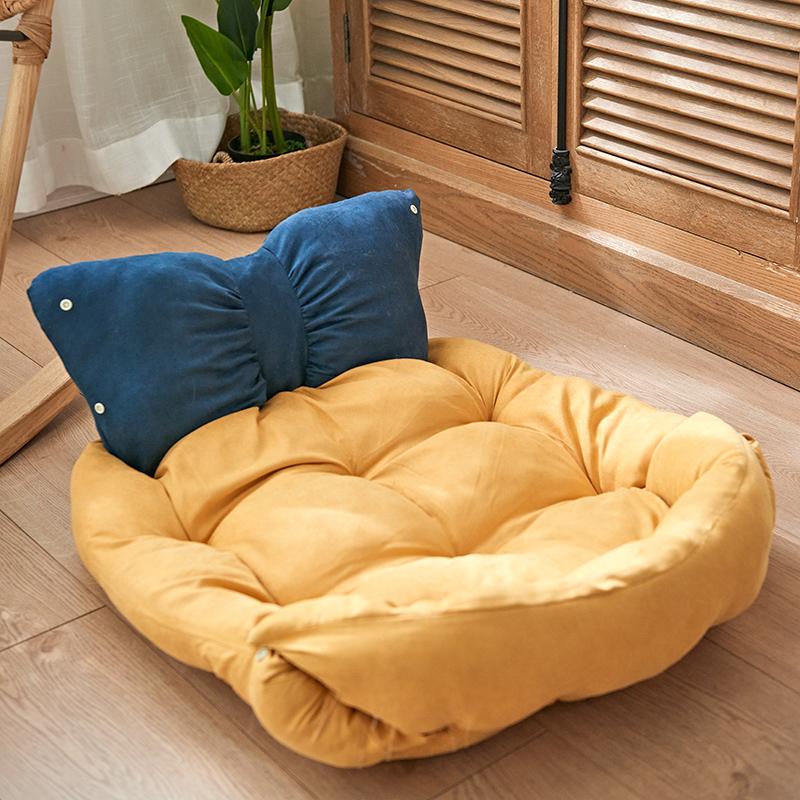 Cute Bow Multifunctional Plush Dog Bed Mattress & Dog Bed Nest