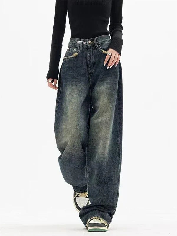 90s Vintage Washed Effect Boyfriend Jeans