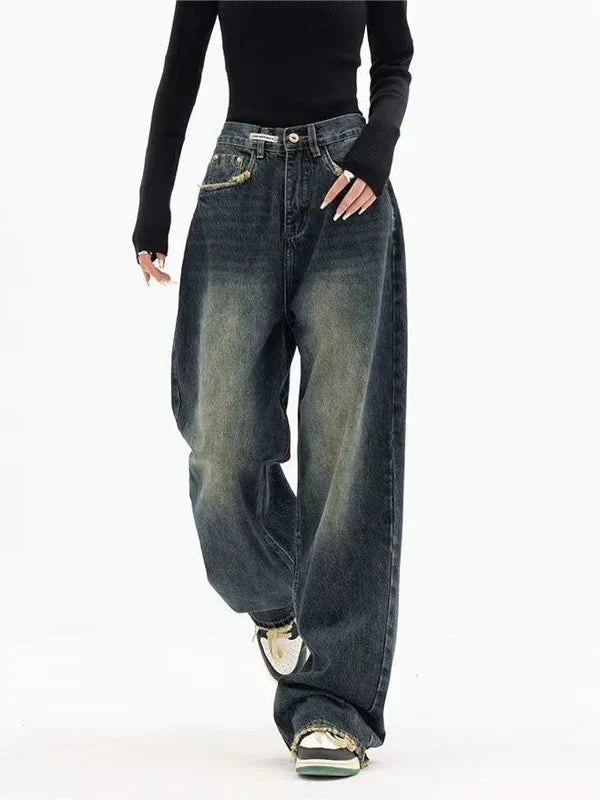 90s Vintage Washed Effect Boyfriend Jeans