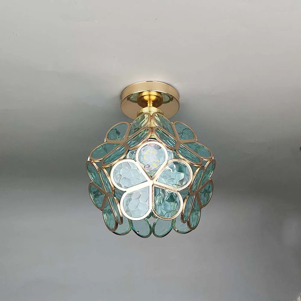 Design Flowers Style Glass Hallway Ceiling Lamp