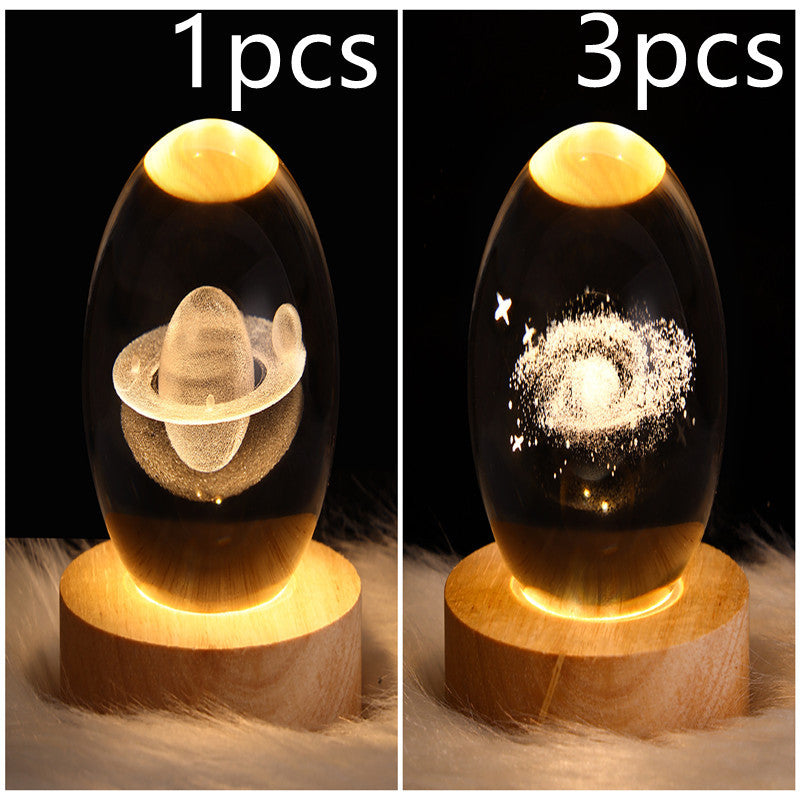 3D Galaxy Crystal Ball LED Night Lamp