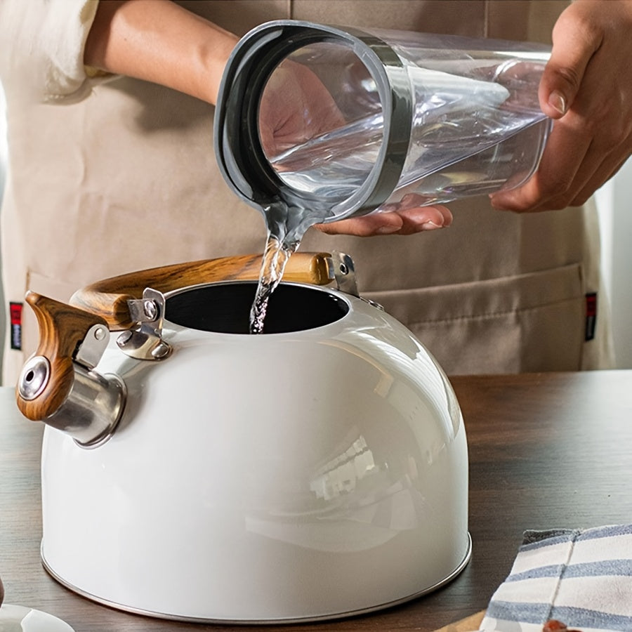 3L Whistling Tea Kettle with Wooden Accents