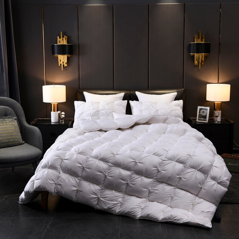 Tanya White Pinch Quilted Goose Down Comforter