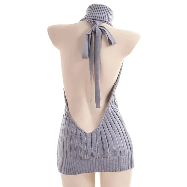 Sexy Hollow Out Pullover Backless Virgin Killer Sweater