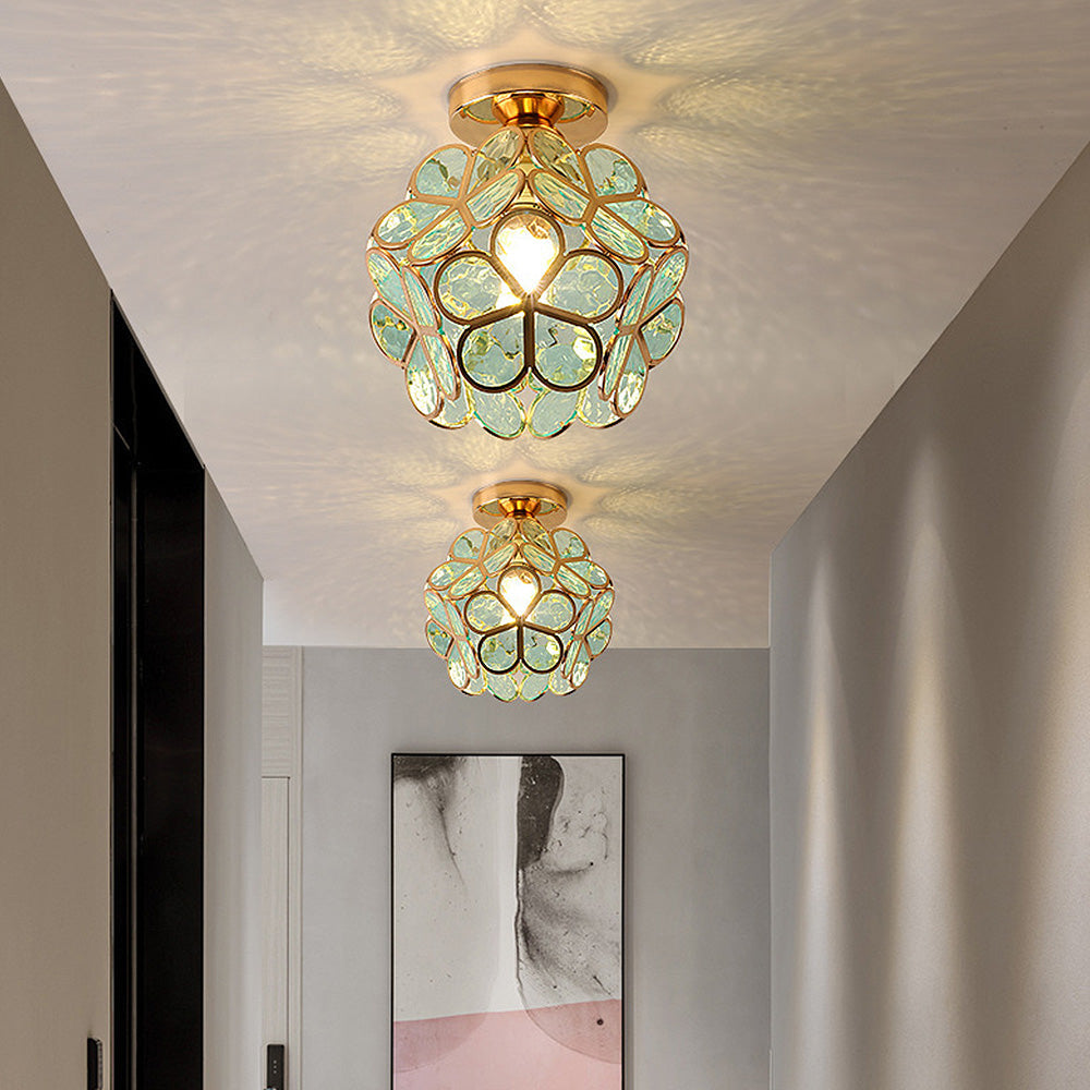 Design Flowers Style Glass Hallway Ceiling Lamp