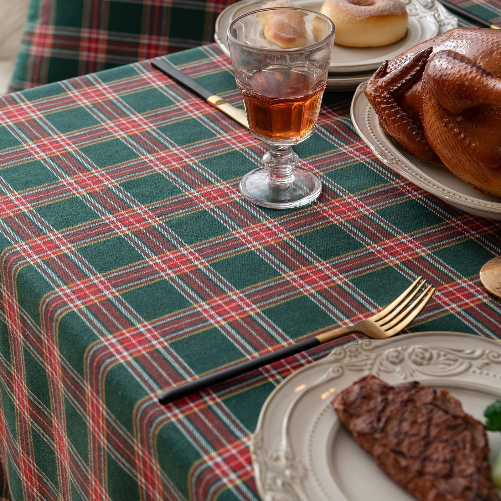 Christmas Party Traditional Scottish Tartan Squares Tablecloth