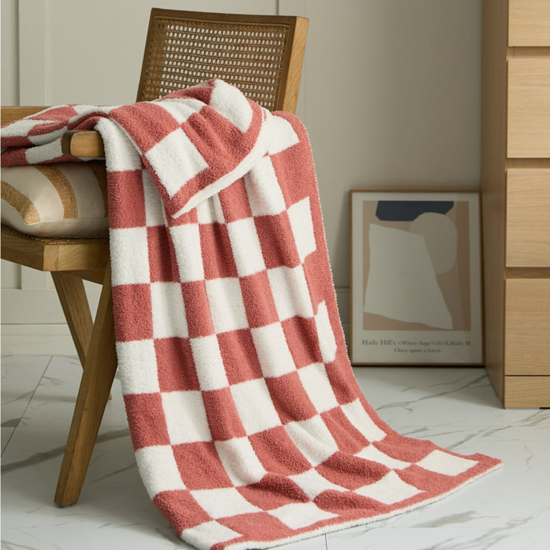 Checkerboard Cozy Knit Throw Blanket