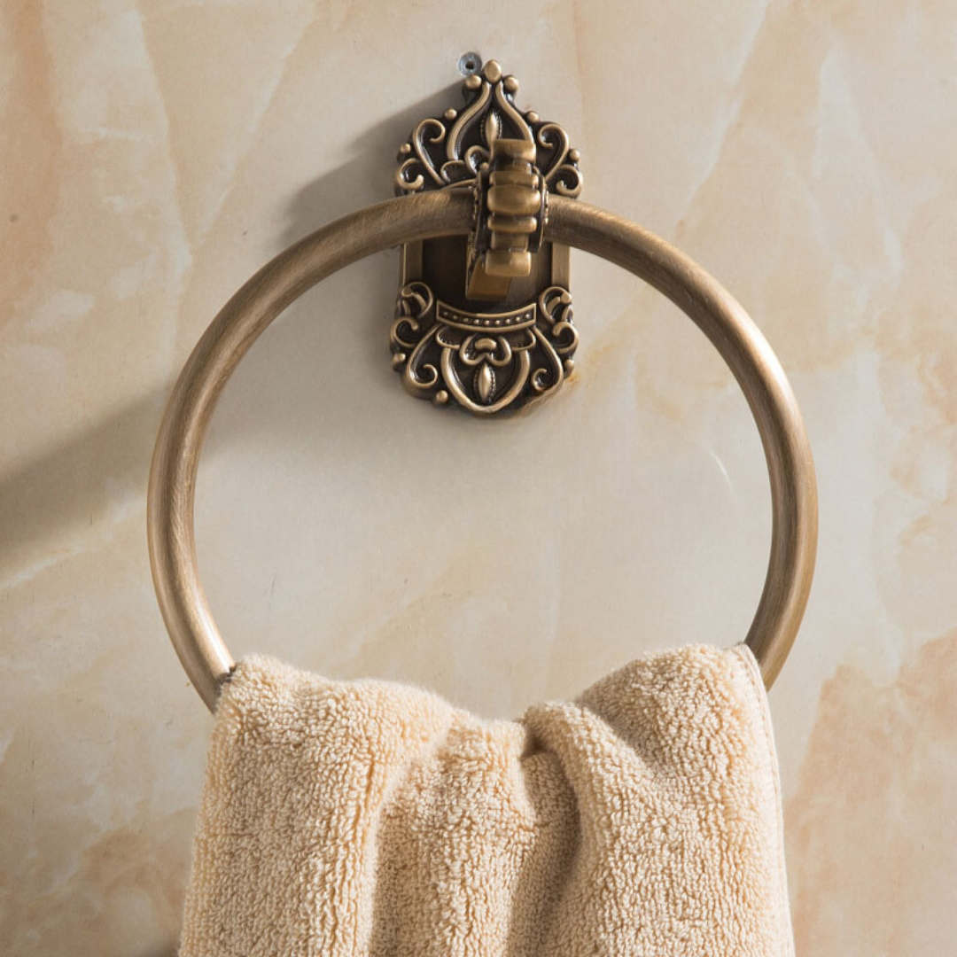 Vintage Brass Bathroom Towel Holder - Elegant Solid Aluminum Towel Ring for Stylish Bathroom Decor