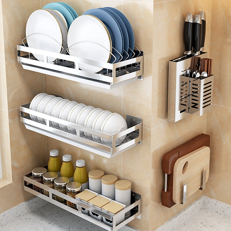 Stainless Steel Wall-Mounted Storage Racks Collection