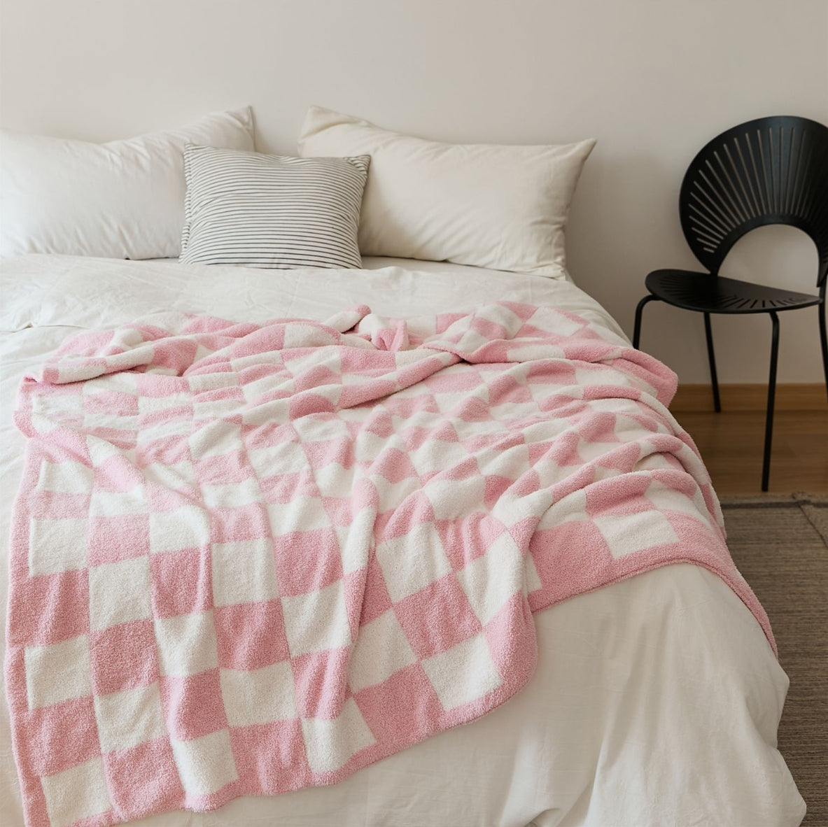 Checkerboard Cozy Knit Throw Blanket