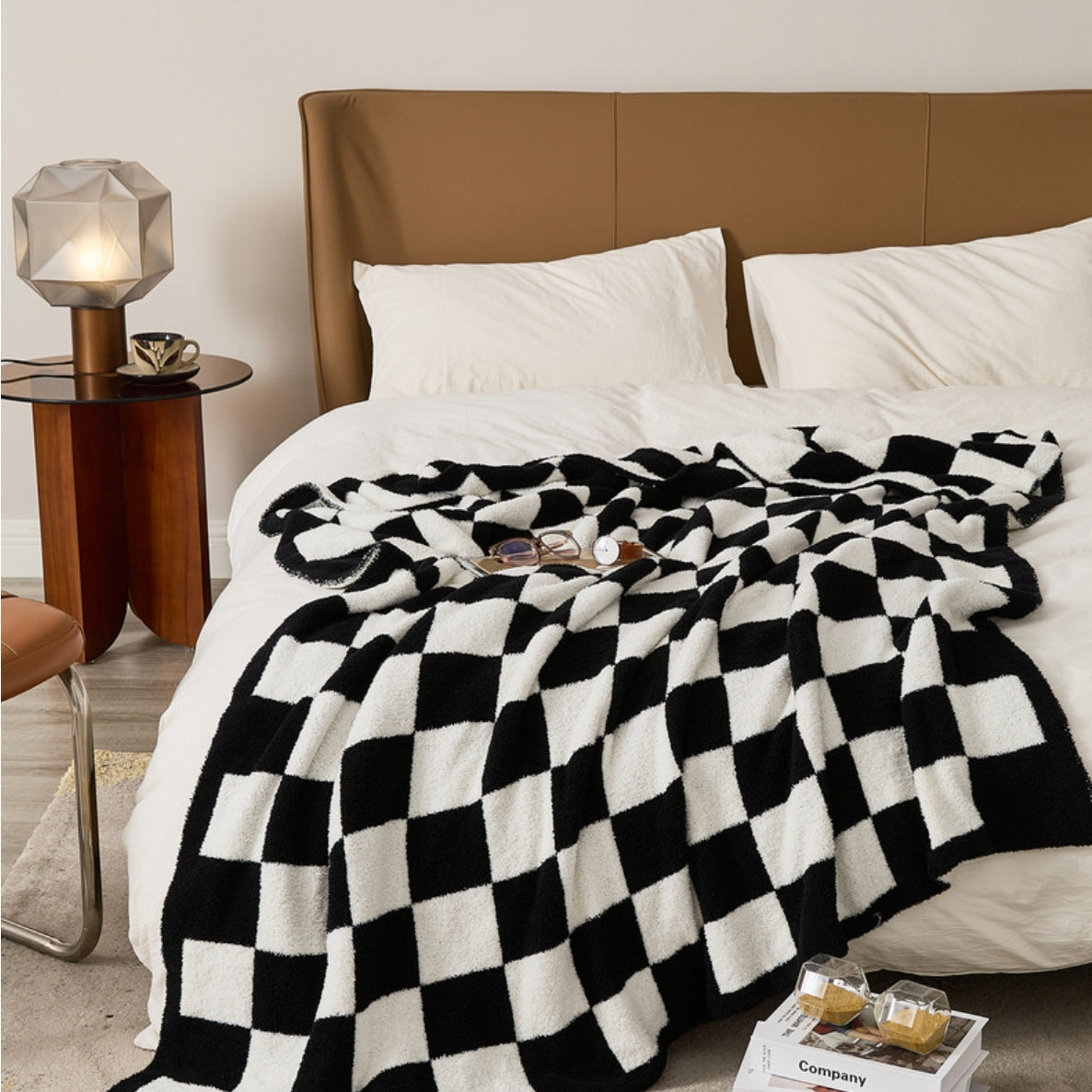 Checkerboard Cozy Knit Throw Blanket