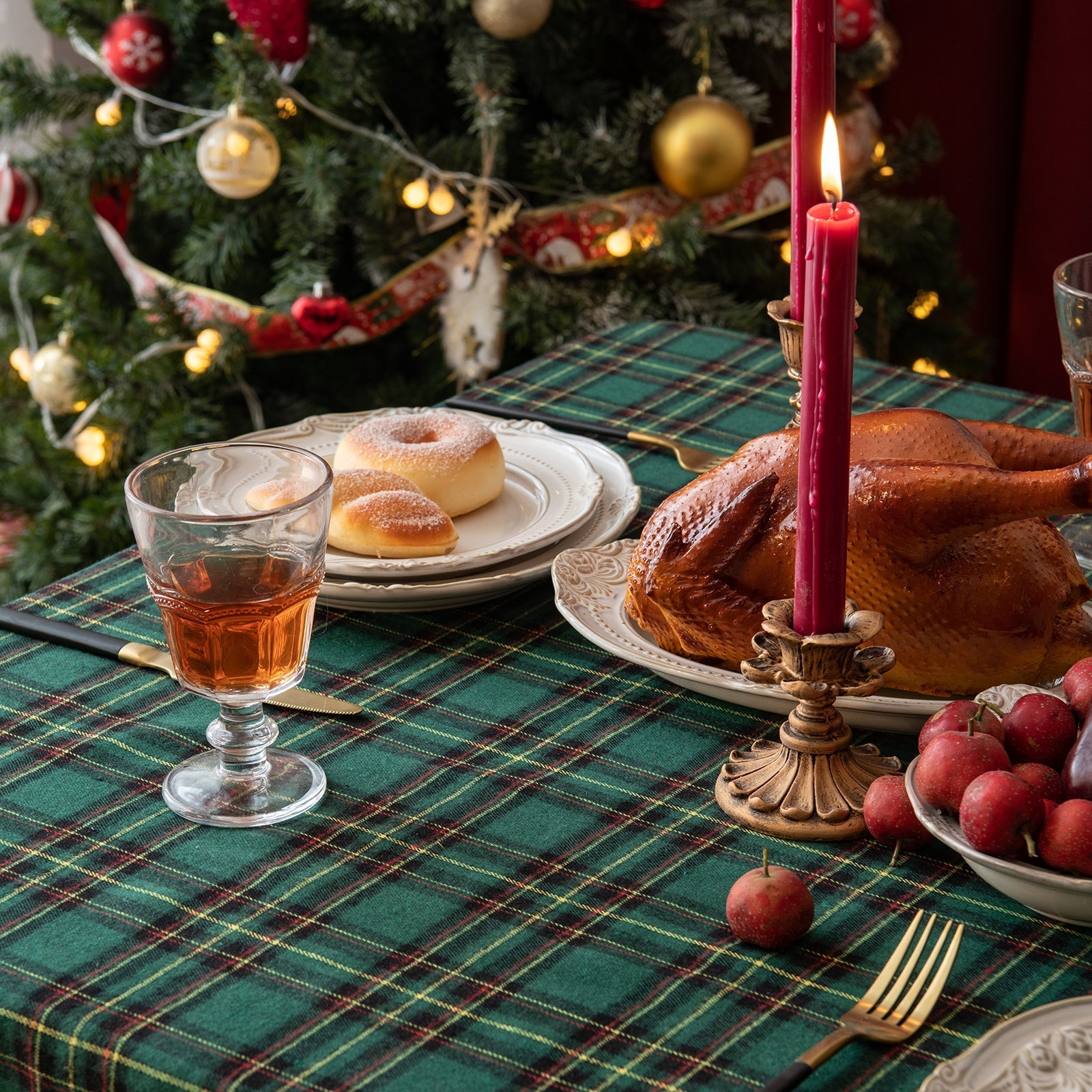 Christmas Party Traditional Scottish Tartan Squares Tablecloth