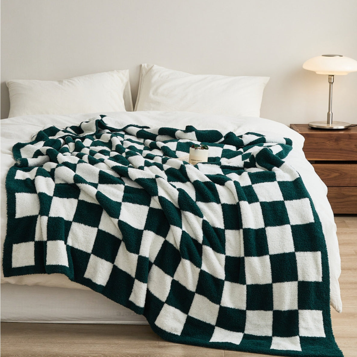 Checkerboard Cozy Knit Throw Blanket