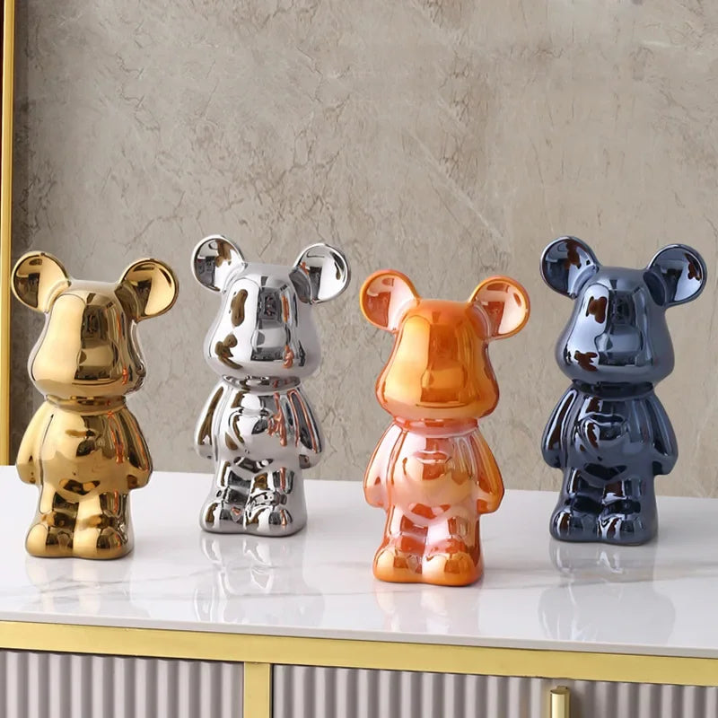 Unique Metallic Bear Penny Bank - Decorative Coin Bank for Home Decor