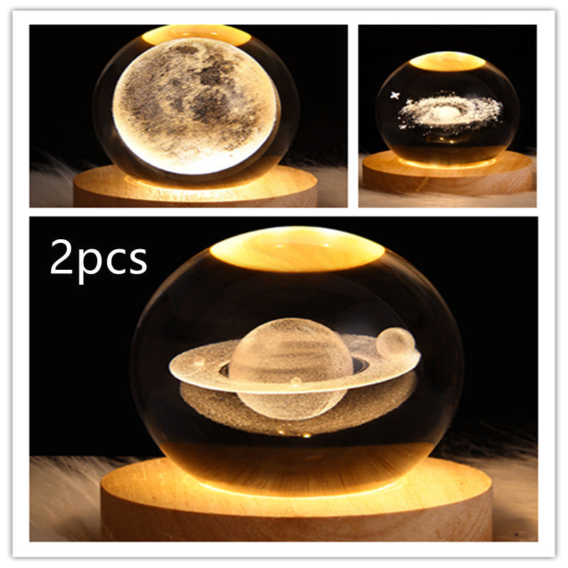 3D Galaxy Crystal Ball LED Night Lamp