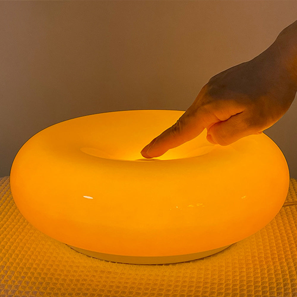 Donut Lamp – LED Dimmable Orange Table & Wall Lamp, Energy-Efficient Glass Light for Living Room, Bedroom, Dorm