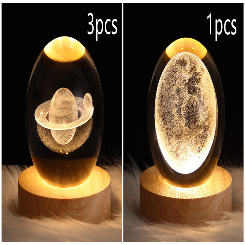 3D Galaxy Crystal Ball LED Night Lamp