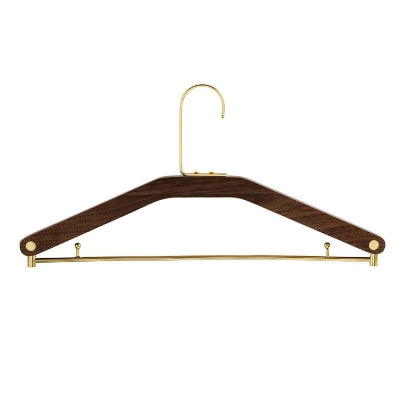 Walnut Wood and Brass Clothes Hangers Storage