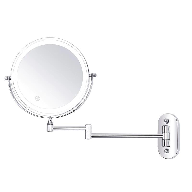 Chrome silver Rechargeable LED magnifying mirror for make-up and bathroom