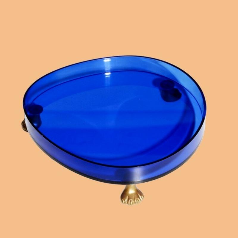 Vintage Abstract Round Acrylic Elevated Serving Tray Decor