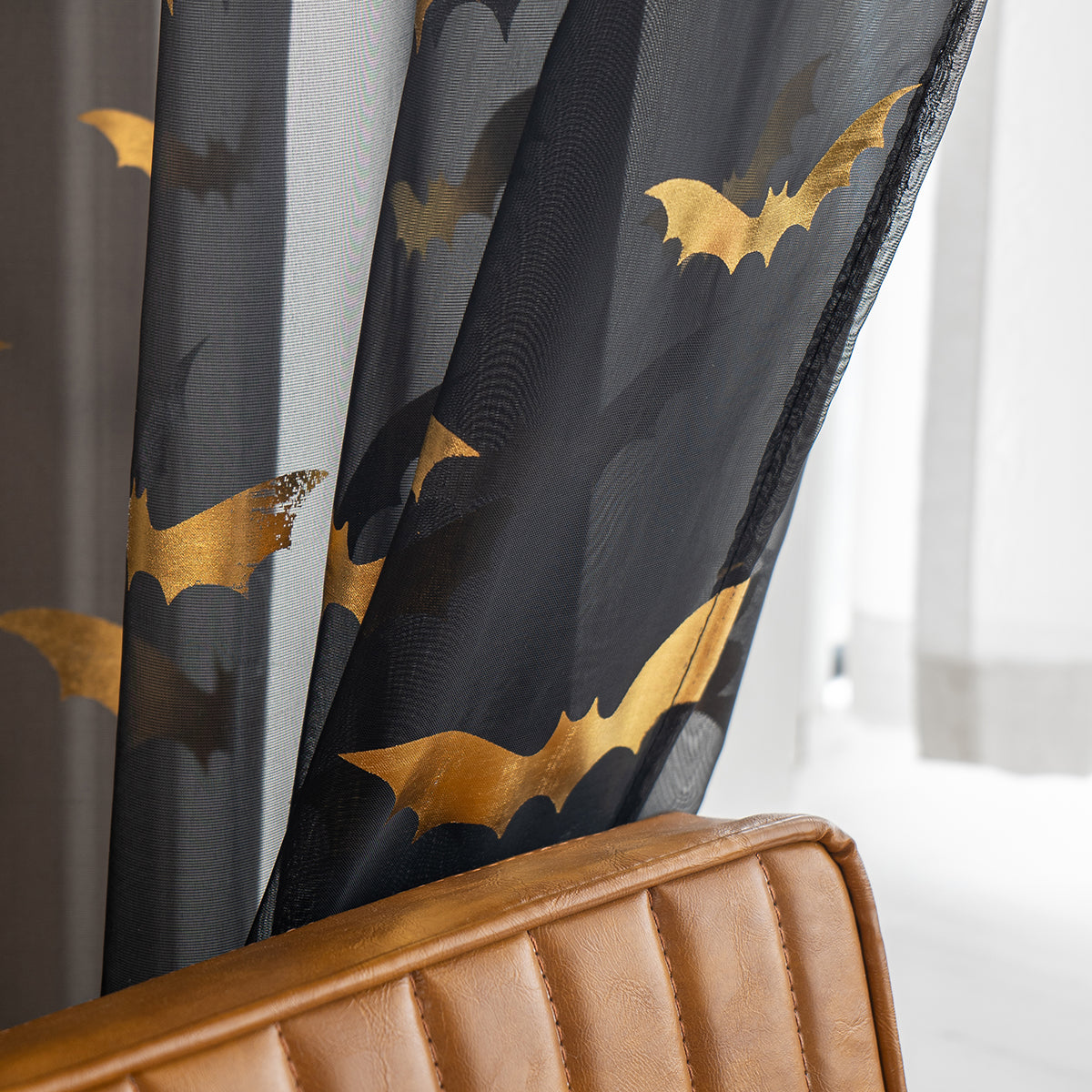 BatShade - Transparent Polyester Curtains with Bat Pattern