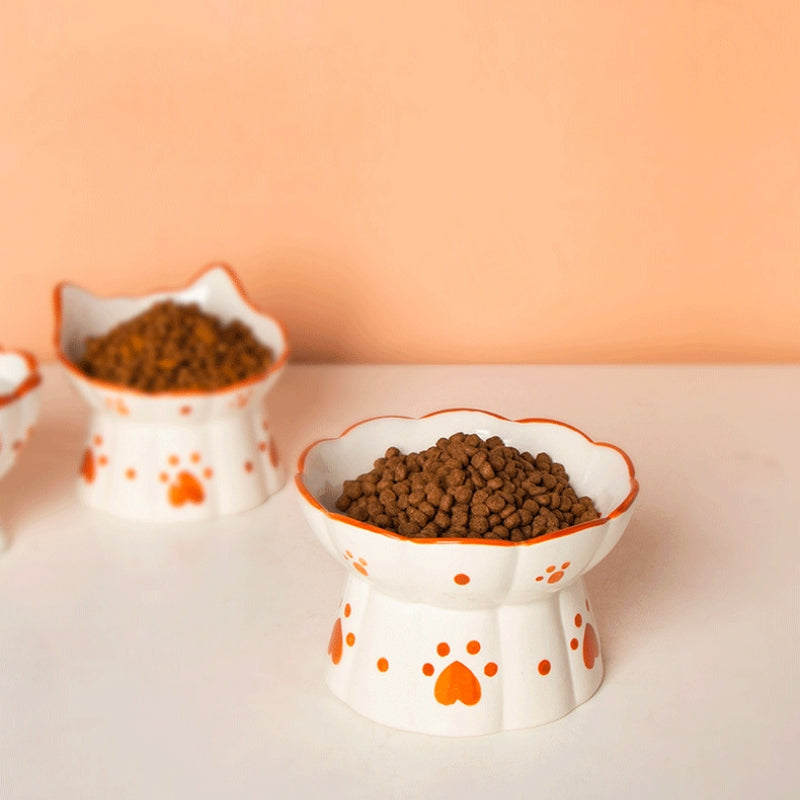 Sweetheart Ceramic Vintage Raised Cat Bowls