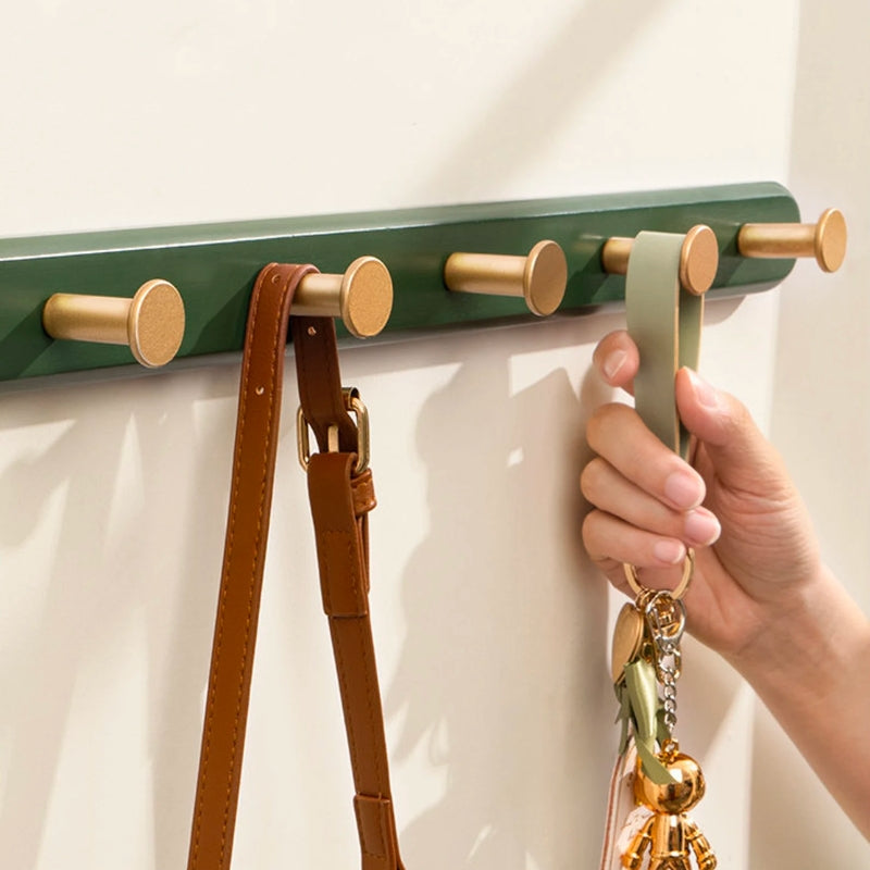 Vintage Green Wall Mounted Coat Rack with Hooks