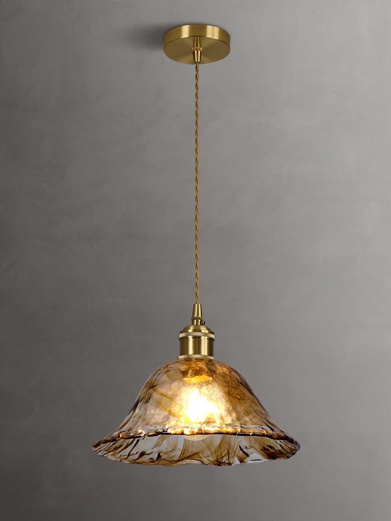 Brass Amber Glass Pendant Light lamp