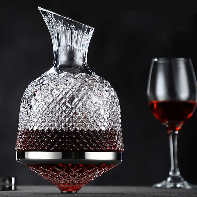 360° Rotating Crystal Wine Decanter