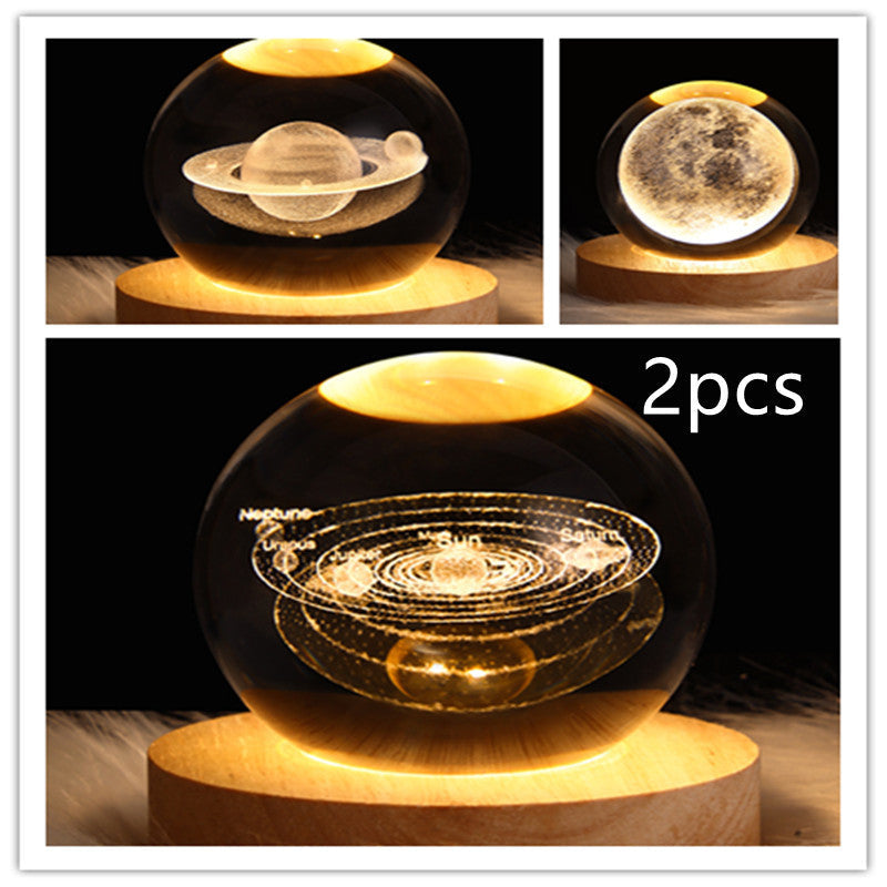 3D Galaxy Crystal Ball LED Night Lamp