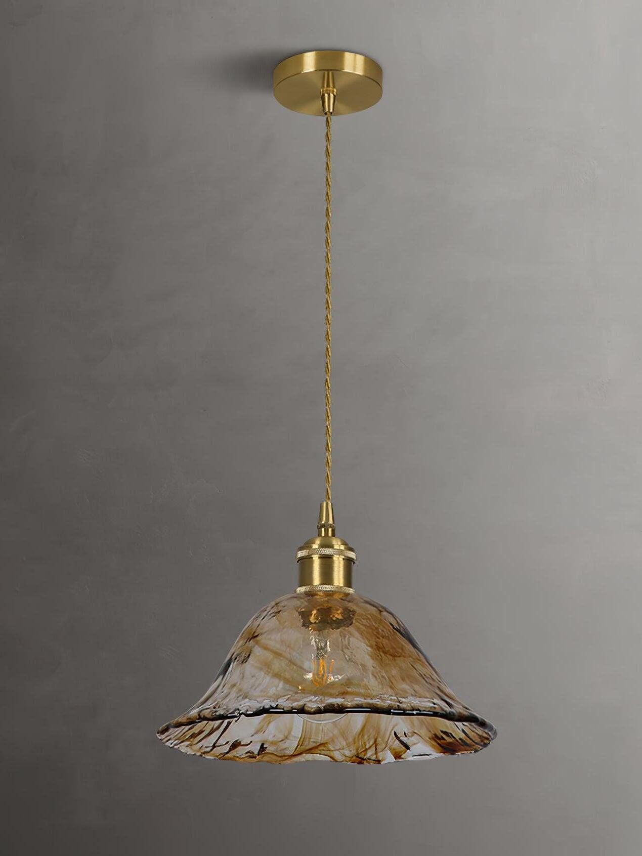 Brass Amber Glass Pendant Light lamp