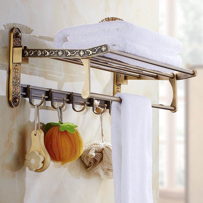 Antique Bronze Bathroom Hardware Set – Towel Rack, Toilet Paper Holder, Brush Holder | Space-Saving Aluminum Bath Accessories