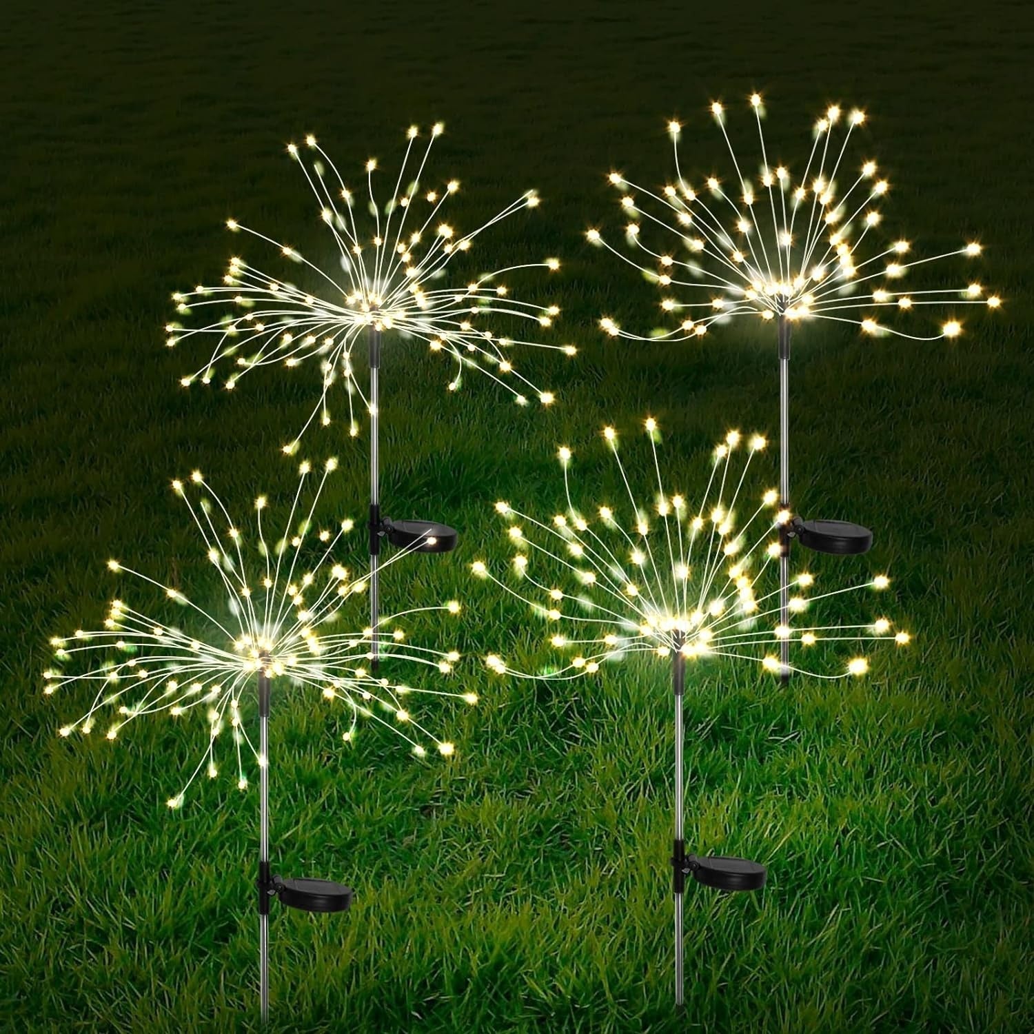 4-Piece Solar Garden Fireworks Lights – IP65 Weatherproof LED Outdoor Lights with Adjustable Modes & DIY Design