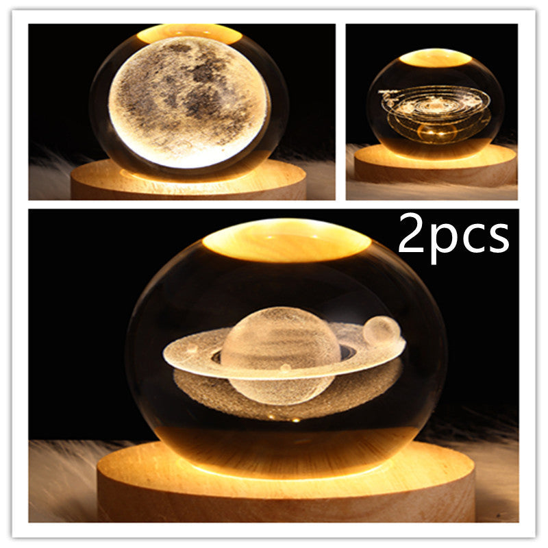 3D Galaxy Crystal Ball LED Night Lamp