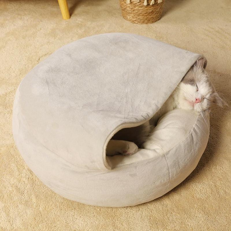 Cozy Round Calming Cat Cave Bed