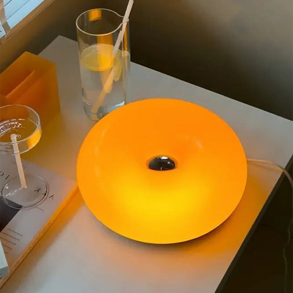 Donut Lamp – LED Dimmable Orange Table & Wall Lamp, Energy-Efficient Glass Light for Living Room, Bedroom, Dorm