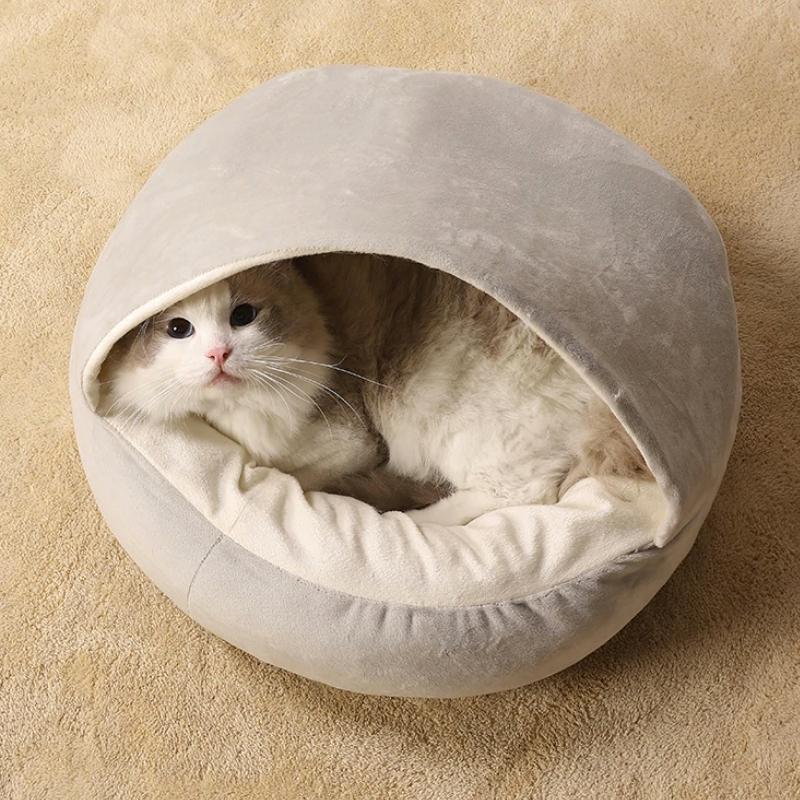 Cozy Round Calming Cat Cave Bed