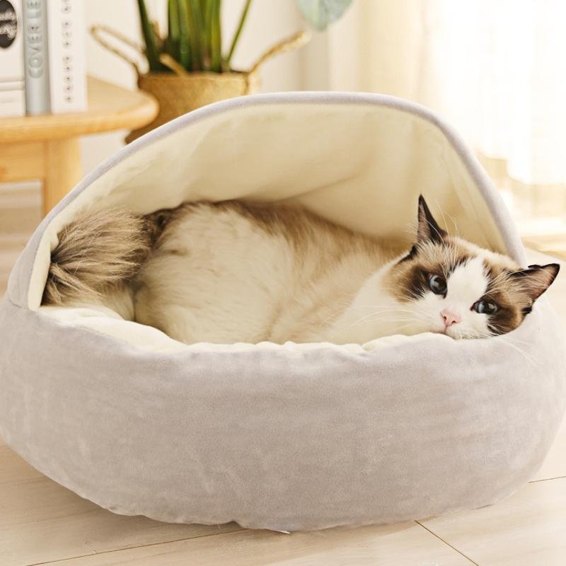 Cozy Round Calming Cat Cave Bed