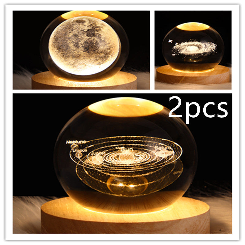 3D Galaxy Crystal Ball LED Night Lamp